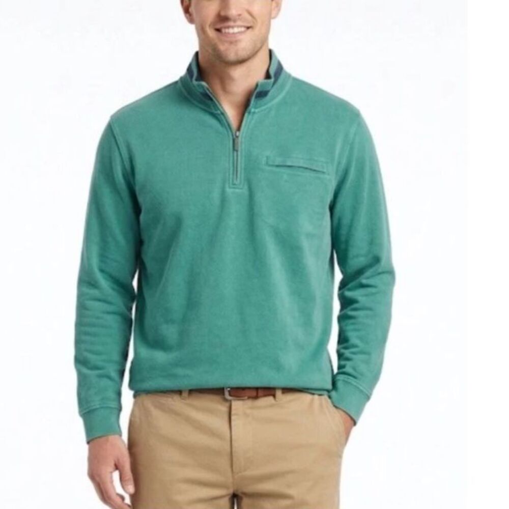 Orvis Men's Grass Green Cotton 1/4 Zip Long Sleeve Pullover Shirt Size XL